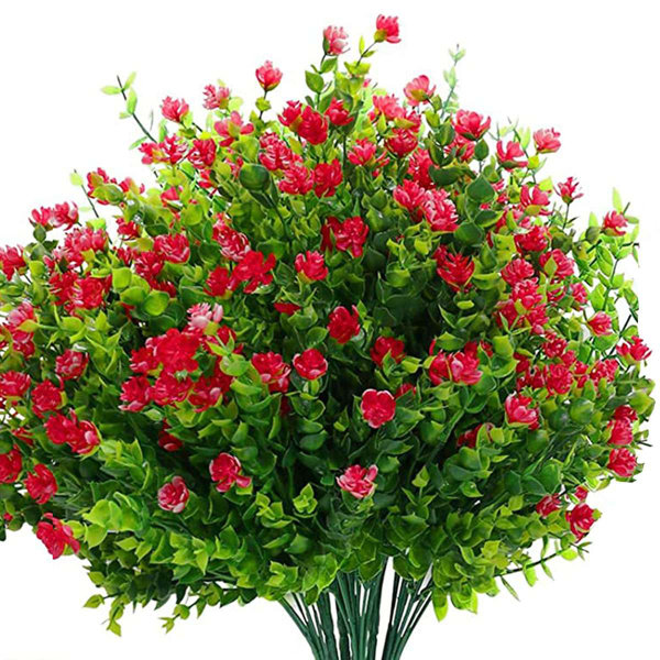 Primrue 4 Bundles Artificial Flowers Outdoor Fake Plants Faux Floral Arrangements Garden Porch